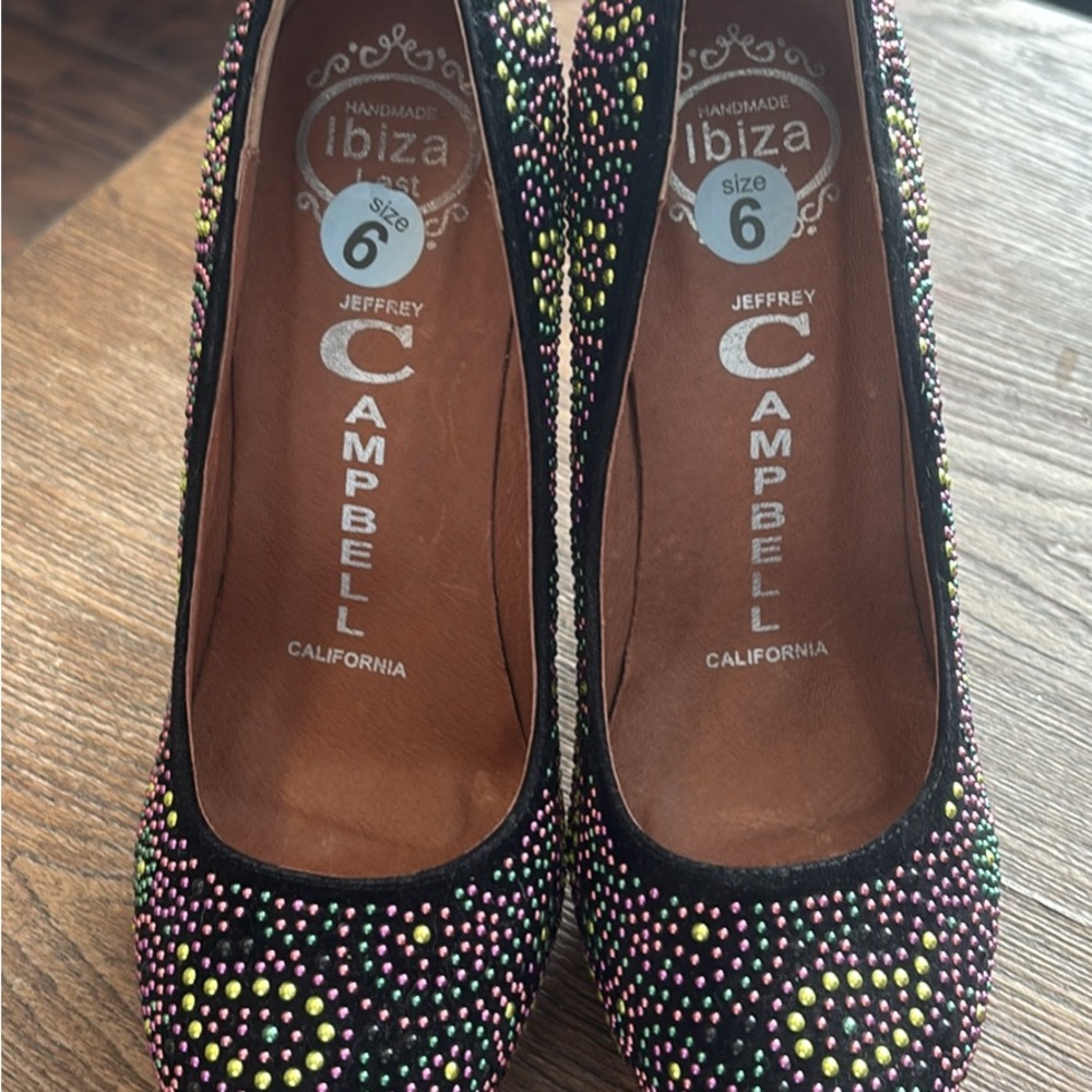 Jeffrey Campbell Black and Multicolor Embellished Heels